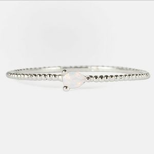 Dainty SilverDot Band with Tiny Pair-Cut Opal Stone-6 or 7 only